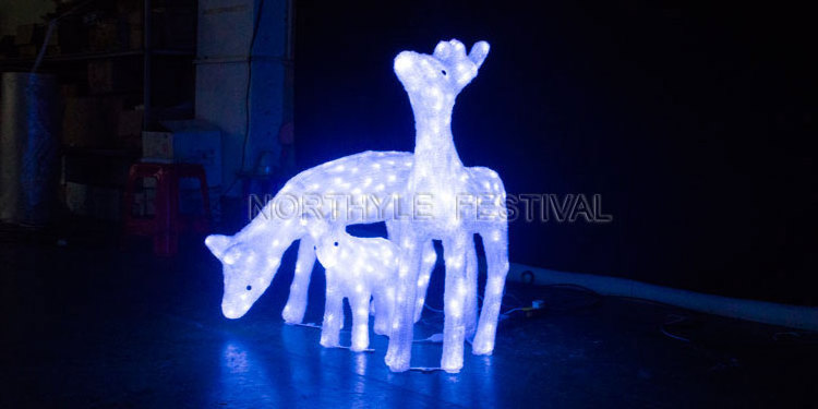 3D Deer lights christmas decoration outdoor cold white Led Animal Sculpture Rope Street Light reindeer Transparent Luminous