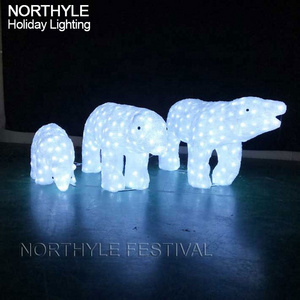 3D white Polar bear sculpture acrylic animal motif light customized festival fairy lights indoor outdoor christmas decoration