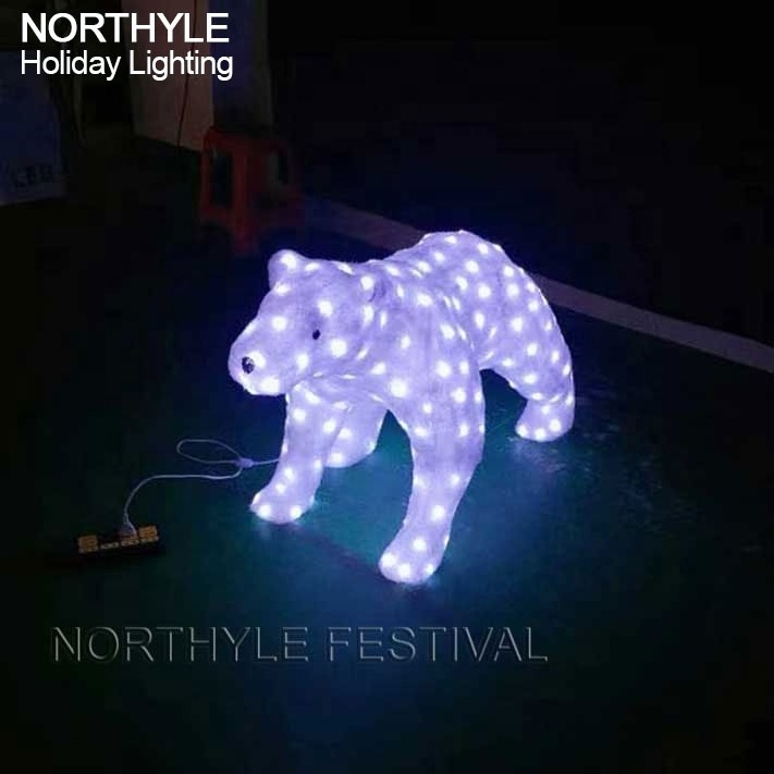 3D white Polar bear sculpture acrylic animal motif light customized festival fairy lights indoor outdoor christmas decoration