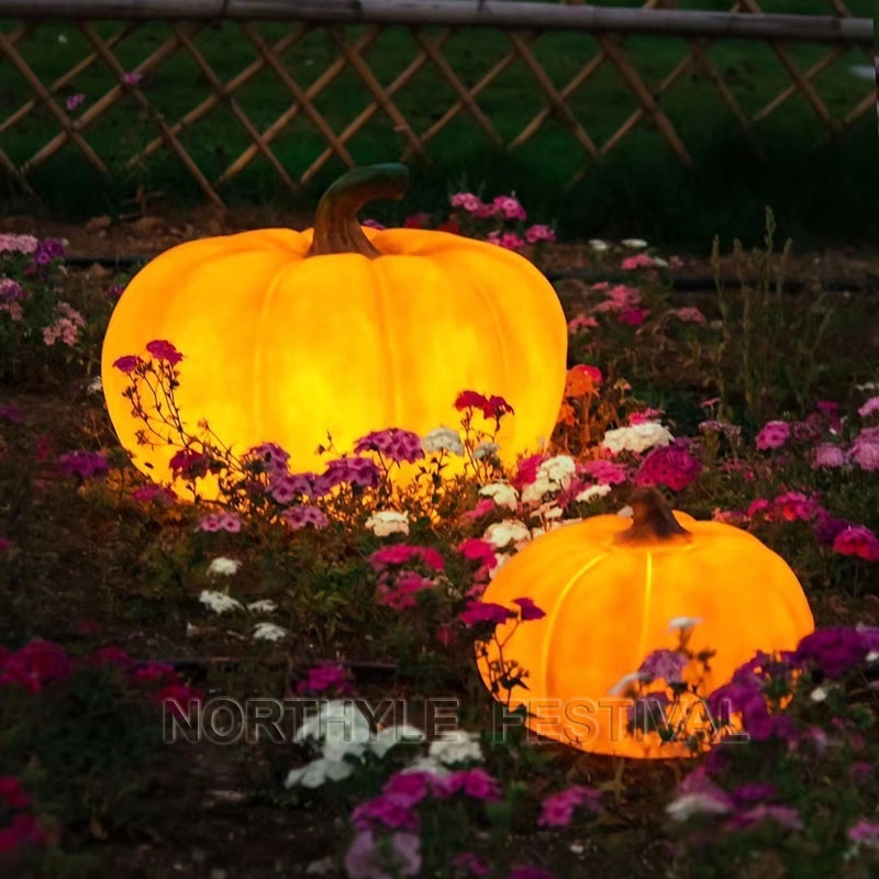 3D Pumpkin light fiberglass Sculpture lamp halloween pumpkin lights outdoor decoration halloween light up pumpkin decoration