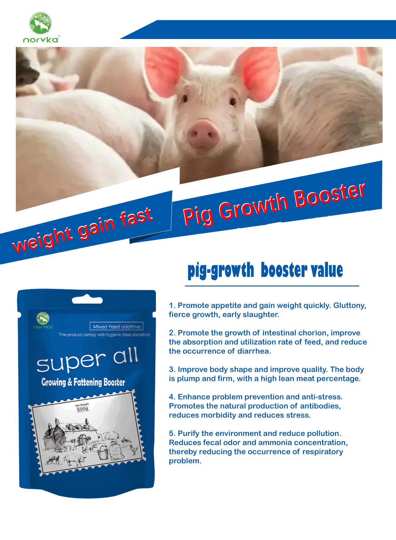 growth and fattening pig growth booster supplement mixed feed concentrate  weight gain for pig animal feed