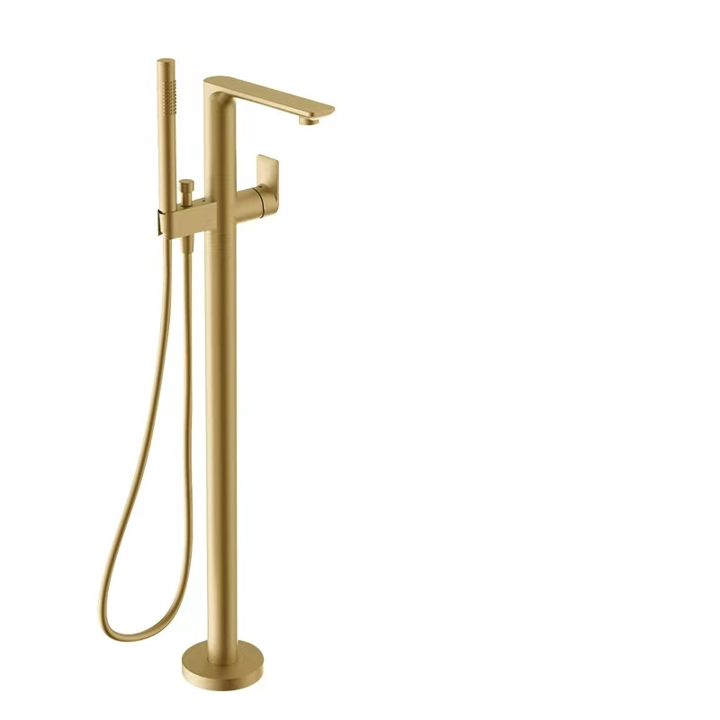 Classic Oem/Odm Brass Adjustable Bath Floor Standing Chrome Tub Shower Bathroom Faucet with Hand Shower