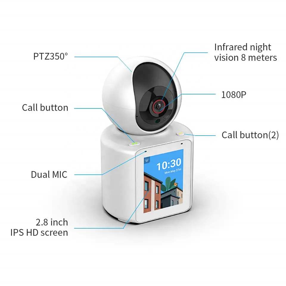 Hd 1080p Wifi 2.8in Ips Screen One Click Video Call Camera Night Vision Motion Detection Baby Monitor Home Surveillance