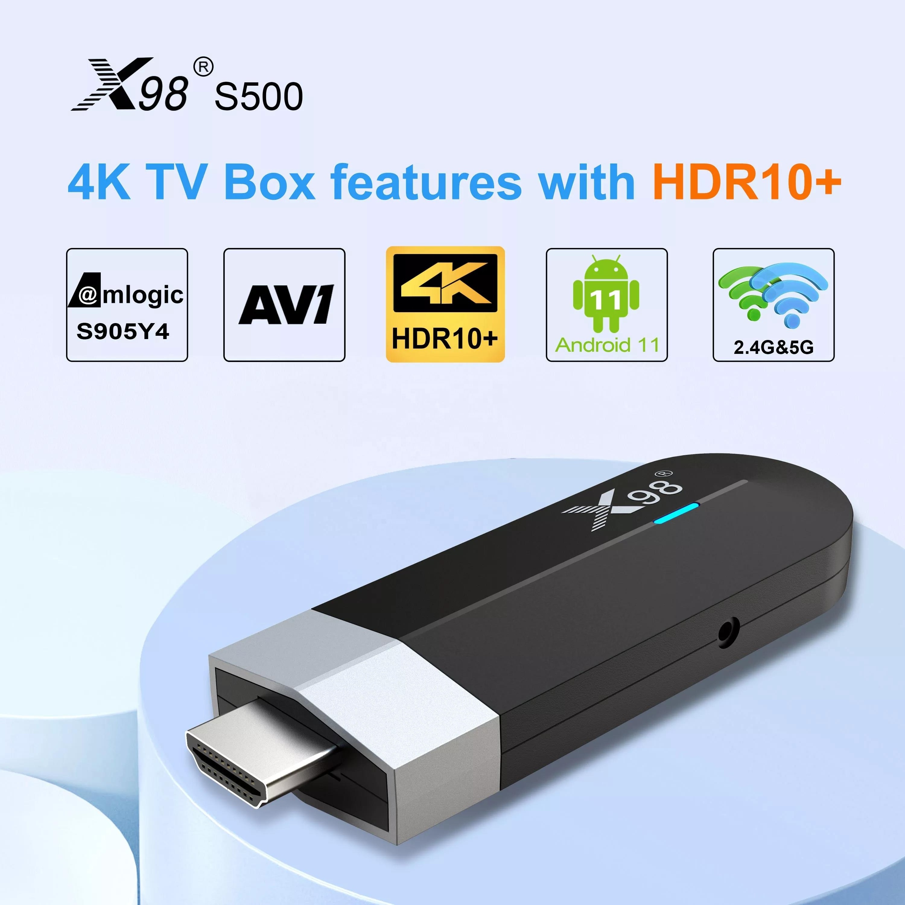 Factory OEM ODM Mini Tv Stick X98 S500 Android 11.0 Smart Tv Box Amlogic S905y4 Dual Wifi 4k Set Top Box Media Player X98s500