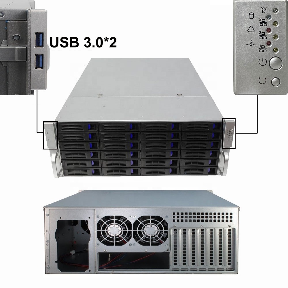 4U Rackmount Server case with 24 Hot-Swappable SATA/SAS Drive Bay, MiniSAS /SATA connector