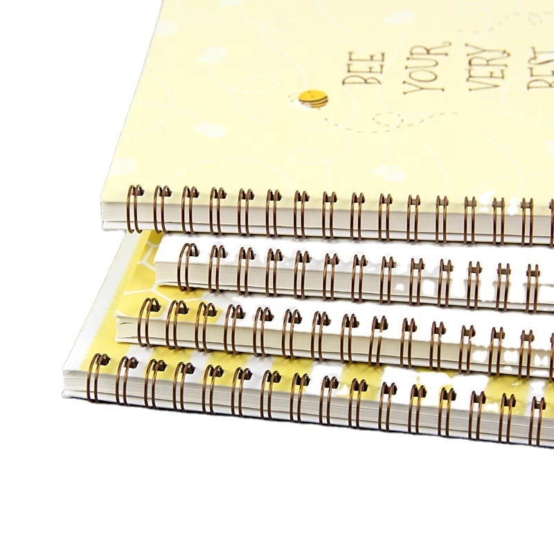 School office double spiral rings round edge soft cover notebook with line pages