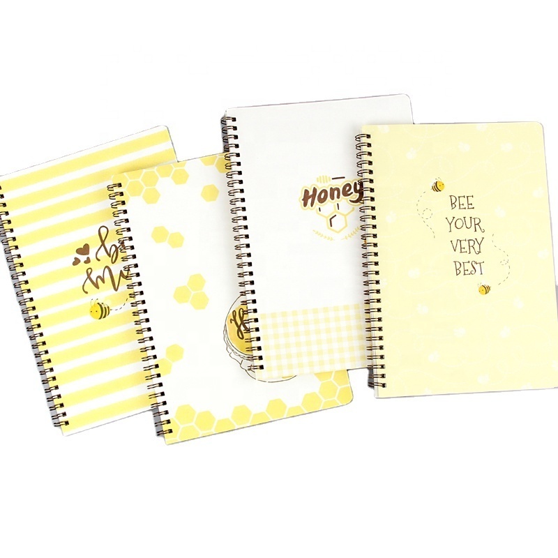 School office double spiral rings round edge soft cover notebook with line pages