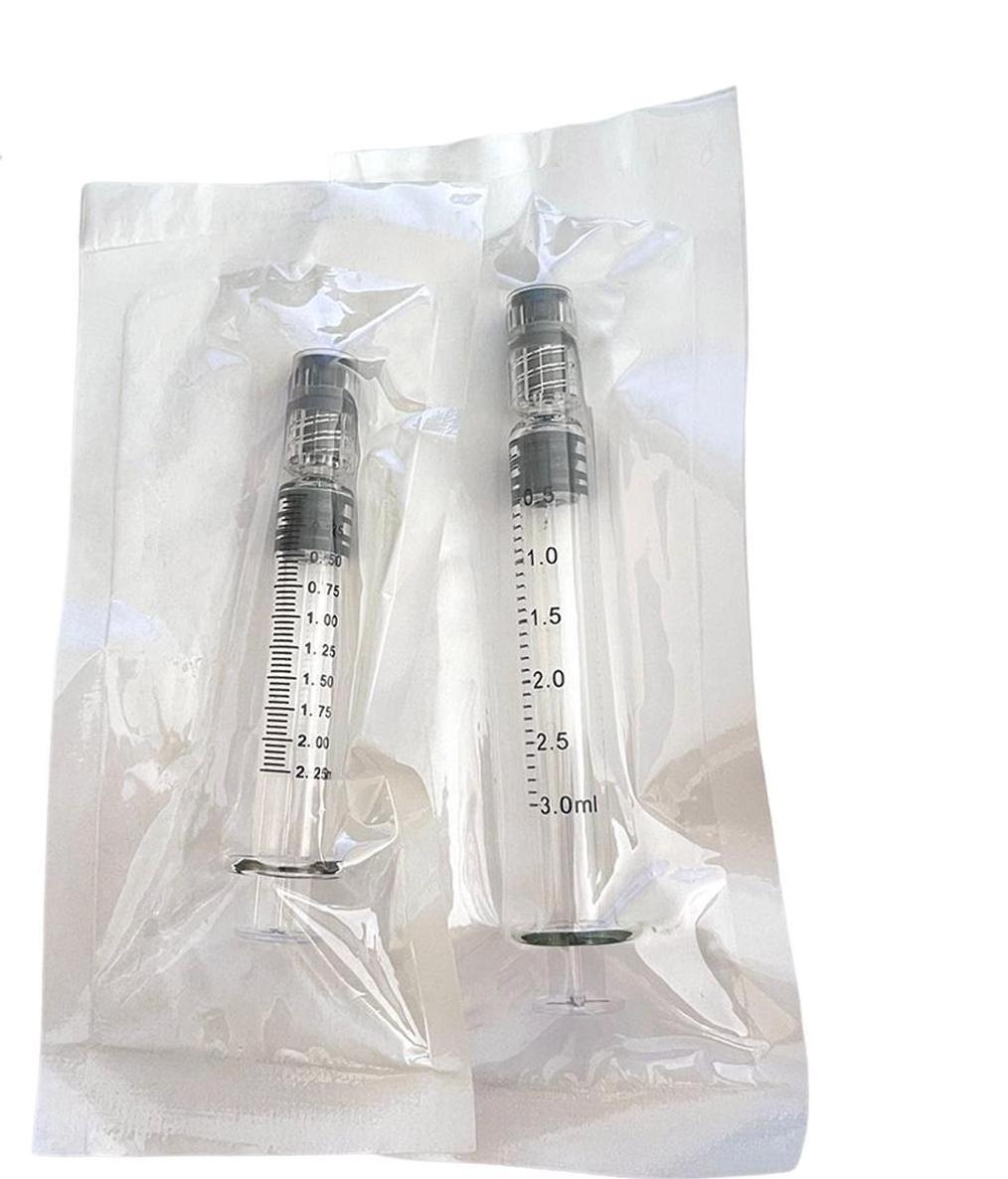 1ml long luer lock glass syringe with individually sterilized package