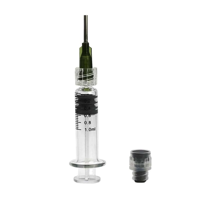 Custom 1ml disposable prefilled glass syringe for oil with magnetic case