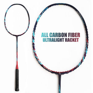 Hot Selling 4U 35Lbs 100% Full 30T Carbon Fiber Badminton Racket With Free Tied String Super Light Racquet