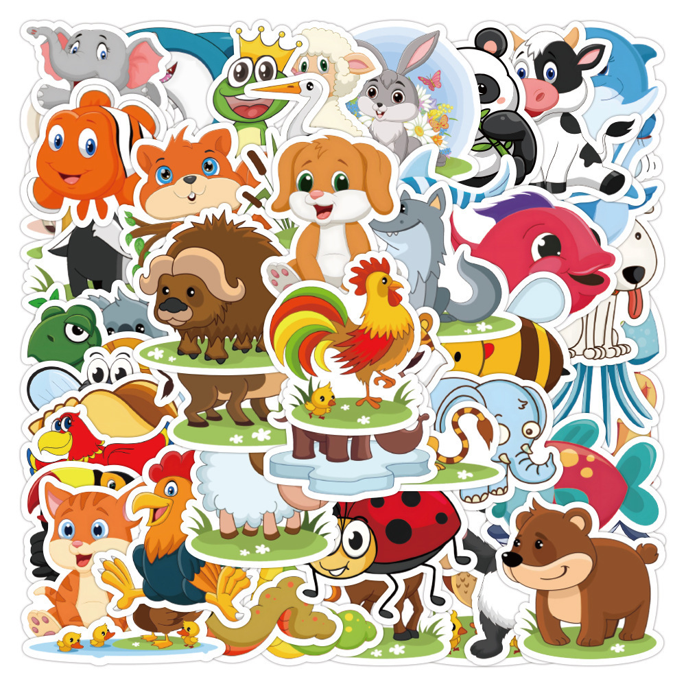 50PCS Animal sticker For Girl Laptop Book Wall Vinyl Cartoon Barbies Doll Sticker