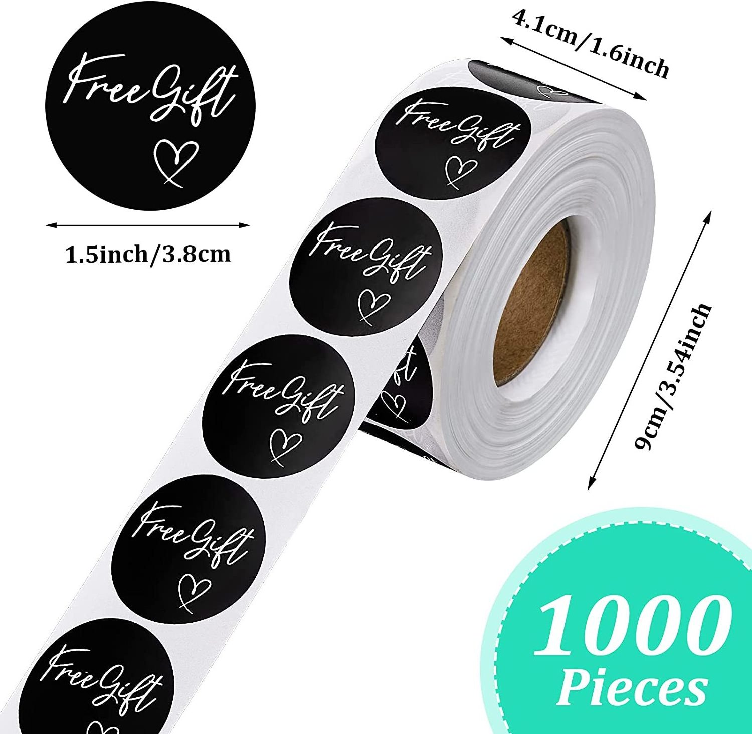 Stickers Label Free Gift Sticker Roll Black Color Round Adhesive Copper OEM Custom