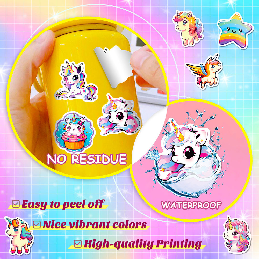 Factory direct sales of high quality unicorn stickers adhesive Custom die-cut stickers for water cup notebooks and gifts