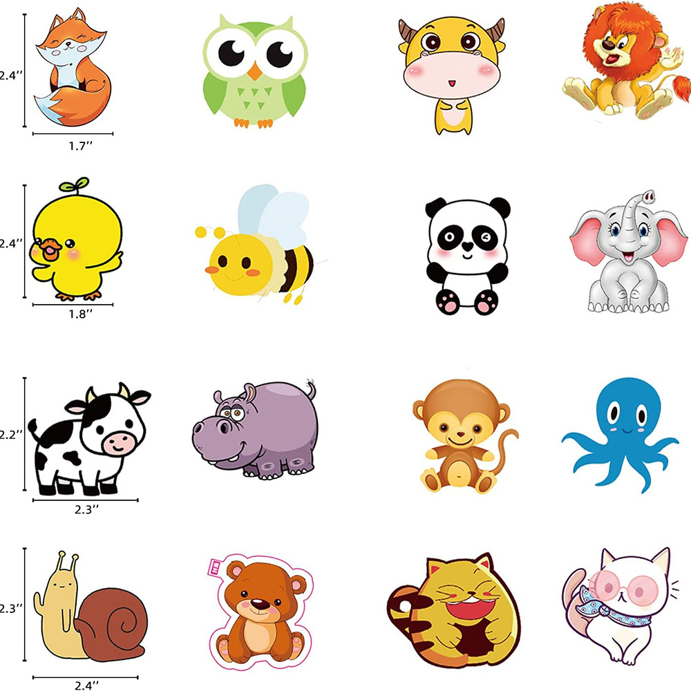 Factory Wholesale Self-adhesive Animal Pattern Stickers Custom Kids Label Cartoon Waterproof Pvc Die Cut Stickers