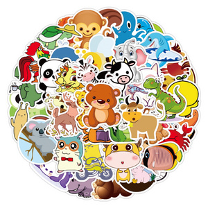 Factory Wholesale Self-adhesive Animal Pattern Stickers Custom Kids Label Cartoon Waterproof Pvc Die Cut Stickers