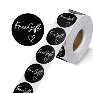 Stickers Label Free Gift Sticker Roll Black Color Round Adhesive Copper OEM Custom