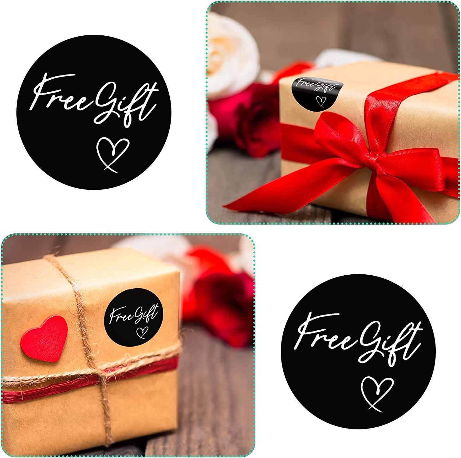 Stickers Label Free Gift Sticker Roll Black Color Round Adhesive Copper OEM Custom