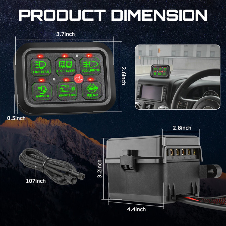 Back Light Dimmable With Pre Wire Led Lamp Indicator 12 24V 6 Gauge Custom Rocker Switch Panel