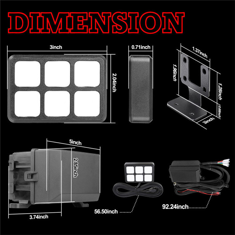 For Any Vehicle With Circuit Breakers Green Backlit Marine Boat Universal 6 Gang Rocker Switch Panel