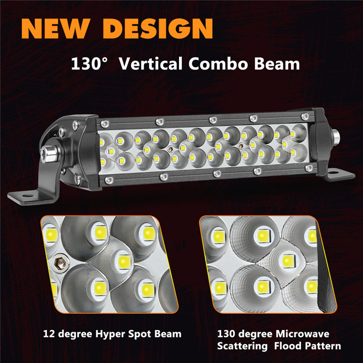 2 Pack 7 Inch 60W Straight Hot Sale 9-32V Combo Wholesale Led Light Bar