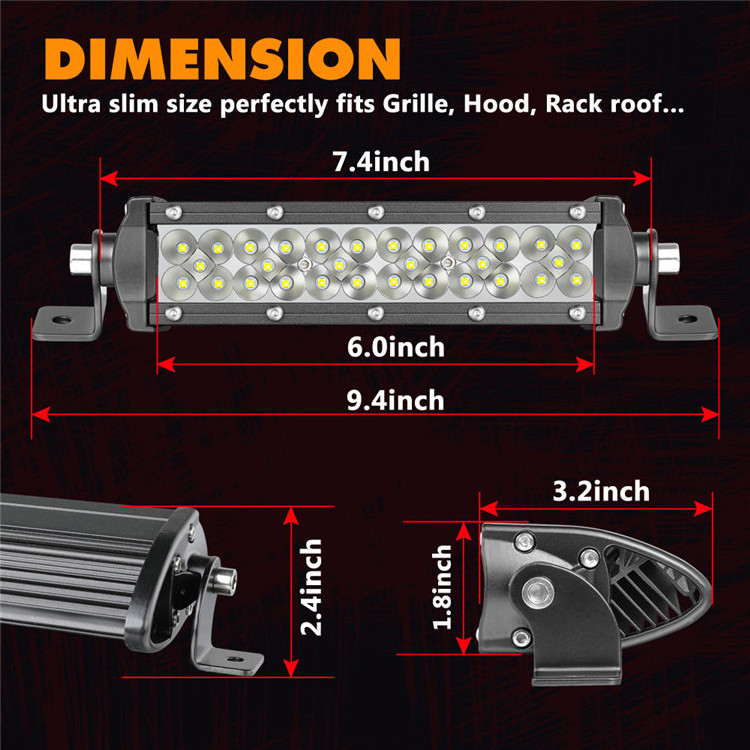 2 Pack 7 Inch 60W Straight Hot Sale 9-32V Combo Wholesale Led Light Bar