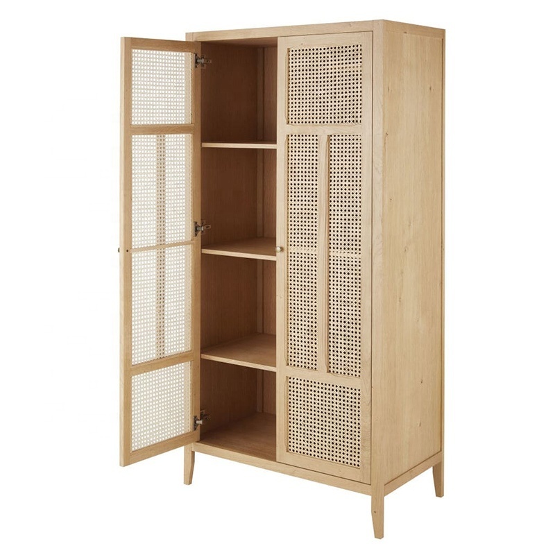 NOVA Modern Simple Design Bedroom Furniture Dress Cabinet Wardrobe Clothes Drawer Organizer 2 Door Rattan Wardrobe Closet