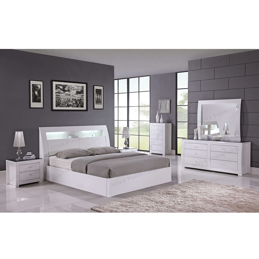 NOVA Lit Cama Modern LED Storage Bed King Sizes Bed Furniture Set Bedroom Suites