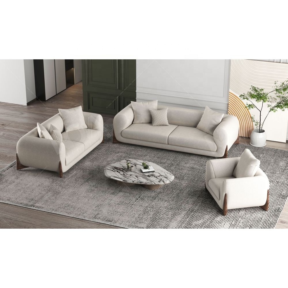 NOVA Combination Sofa Set Modern Furniture Polar Fleece Fabric Lambswool Sectional Sofa Bed New Wooden Living Room Sofa S