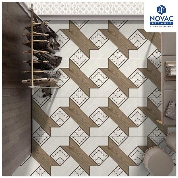 Model 22308 in Square Ceramic Floor Tiles in 500x500 mm Classic Glossy Surface in Premium Quality Indian Tiles by Novac Ceramic