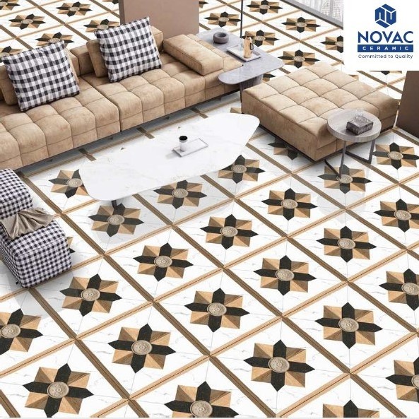 Model 22310 in Square Ceramic Floor Tiles in 500x500 mm Classic Glossy Surface in Premium Quality Indian Tiles by Novac Ceramic