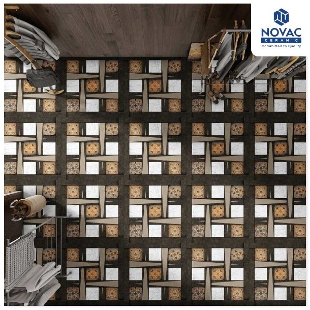 Model 22308 in Square Ceramic Floor Tiles in 500x500 mm Classic Glossy Surface in Premium Quality Indian Tiles by Novac Ceramic