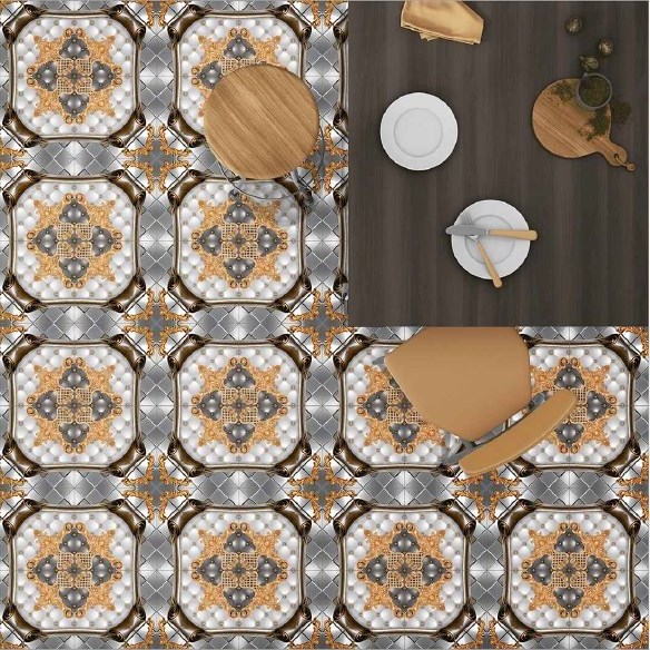 396x396 mm New Galicha Print Ceramic Floor Tiles in Glossy Surface HR-1013 Tiles in Brown Color with Carpet Look Floors by Novac