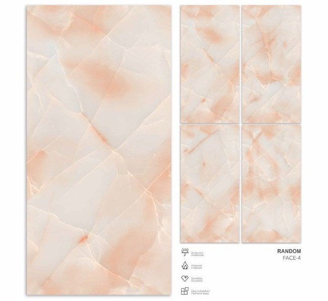 Pink Color Glossy Surface Digital Glazed Polished Porcelain Tiles in 600x1200 mm in Model End_Fun Onyx_Pink by Novac Ceramic