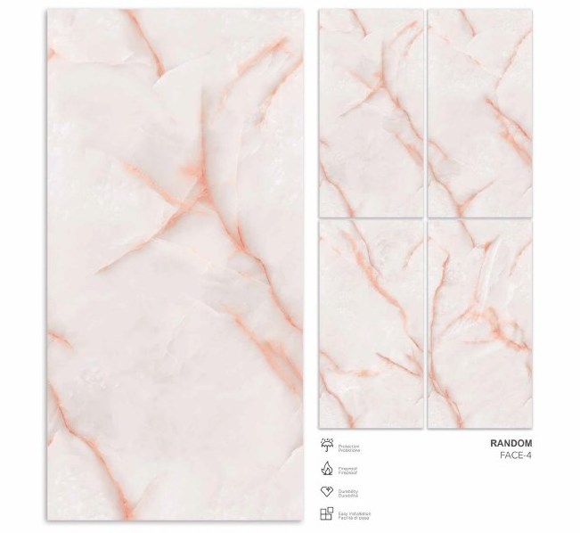 Pink Color Glossy Surface Digital Glazed Polished Porcelain Tiles in 600x1200 mm in Model End_Fun Onyx_Pink by Novac Ceramic