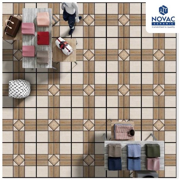 Model 22310 in Square Ceramic Floor Tiles in 500x500 mm Classic Glossy Surface in Premium Quality Indian Tiles by Novac Ceramic