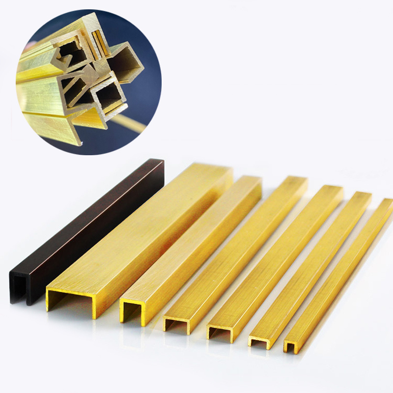 High Quality Brass T Shape U Shape Tile Trim Profiles For Wall Bronze Metal Floor Decoration New Design Copper Tile Trim