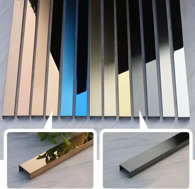 Factory direct sales price Stainless steel edge banding  decorative strip  U-shaped groove line ceiling buckle Base trim