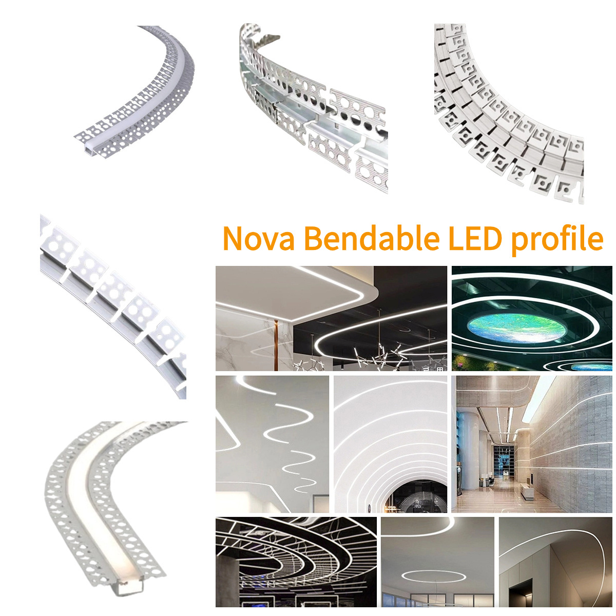 Top selling  Manufacturers Custom Price led bendable aluminum profiles Recessed Drywall Plaster Gypsum Aluminum Led Profile