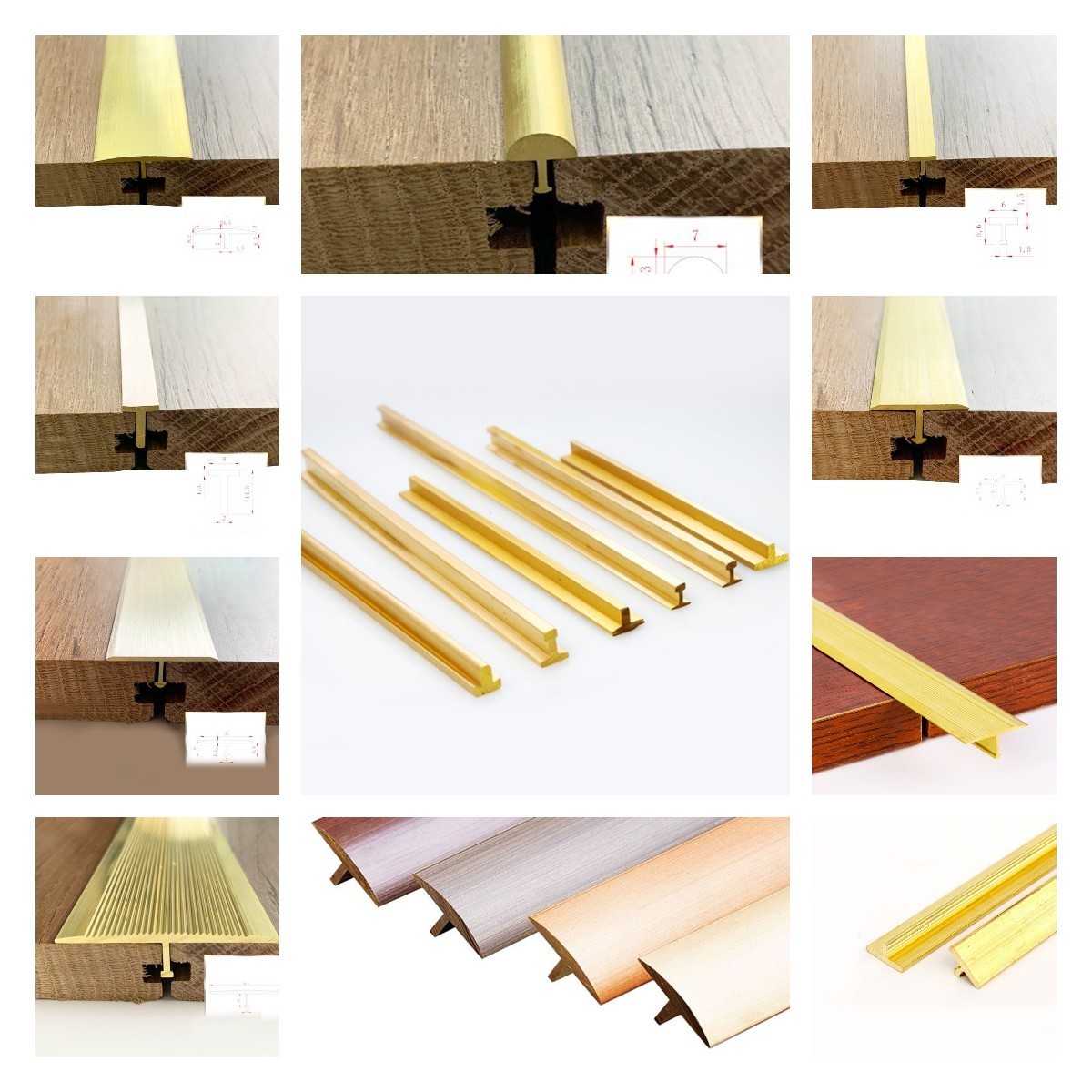 High Quality Brass T Shape U Shape Tile Trim Profiles For Wall Bronze Metal Floor Decoration New Design Copper Tile Trim