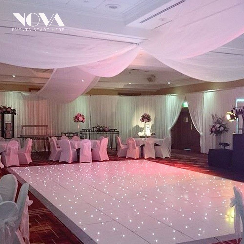 Night club/ KTV / T Show / Wedding events decoration star light up tempered glass mirror panel starlit led dance floor