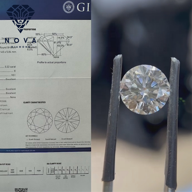 Factory On Sale 1~2carat D VVS-VS HPHT CVD Lab Grown Diamonds Radiant IGI certificate Pass Diamond Tester