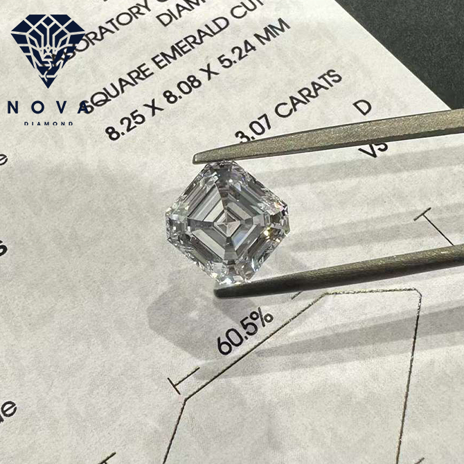 Whole sale 1.0 carat D VVS VS  Asscher Cut CVD HPHT lab grown loose diamond