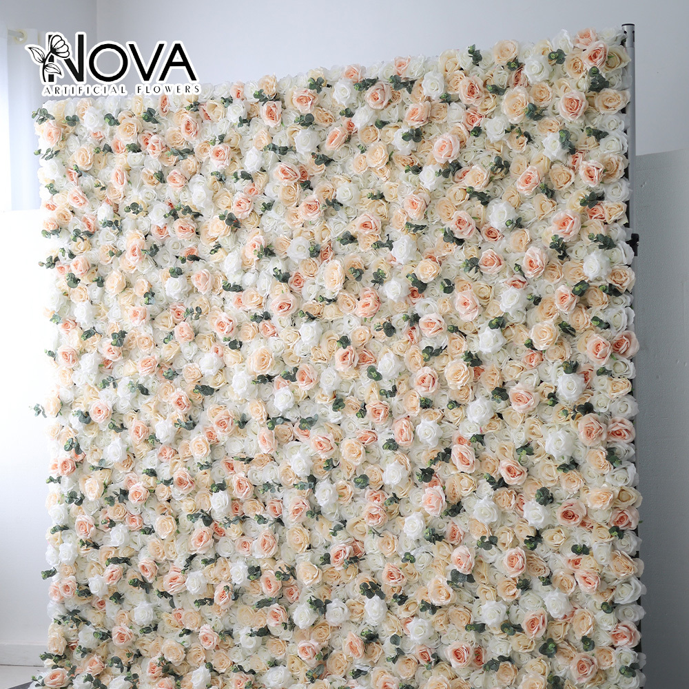 Rolled Flower Silk Flower Cloth Structure Wedding Stage Backdrop Artificial dried flowers Wall for Salon Wall Decoration