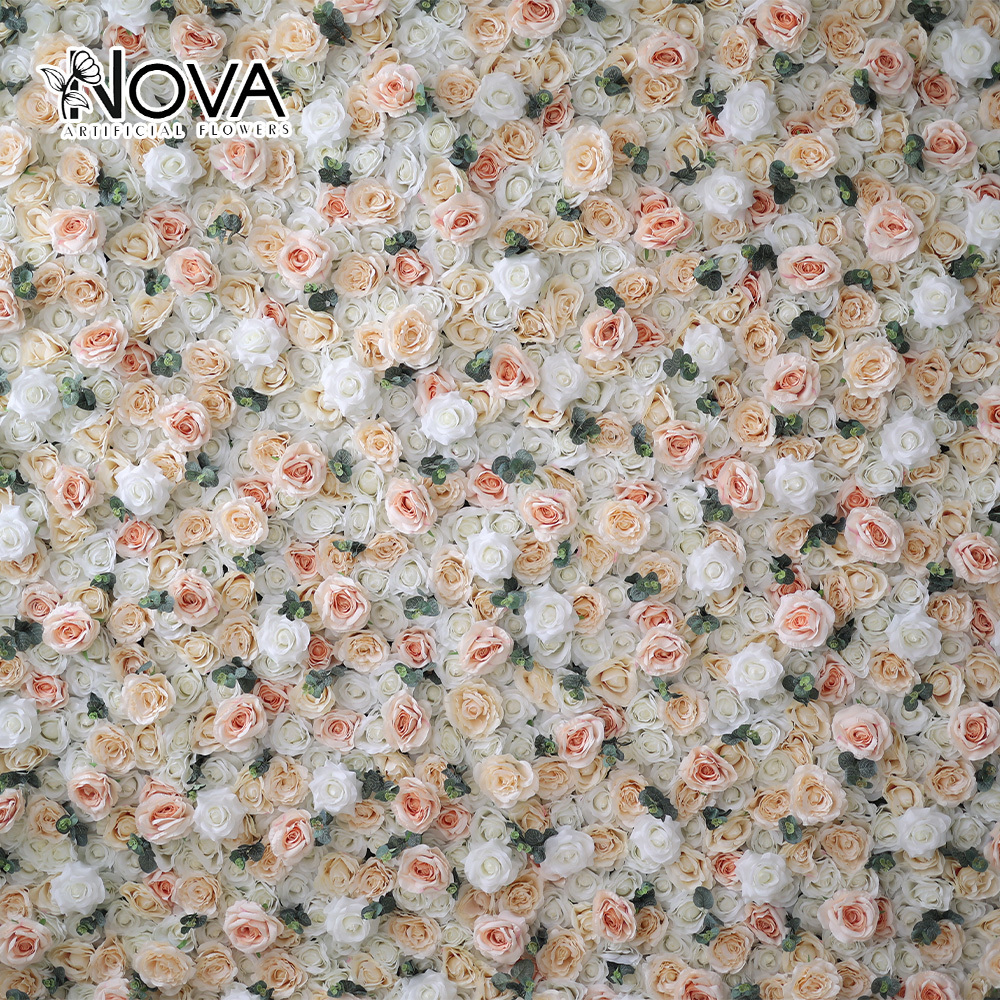 Rolled Flower Silk Flower Cloth Structure Wedding Stage Backdrop Artificial dried flowers Wall for Salon Wall Decoration