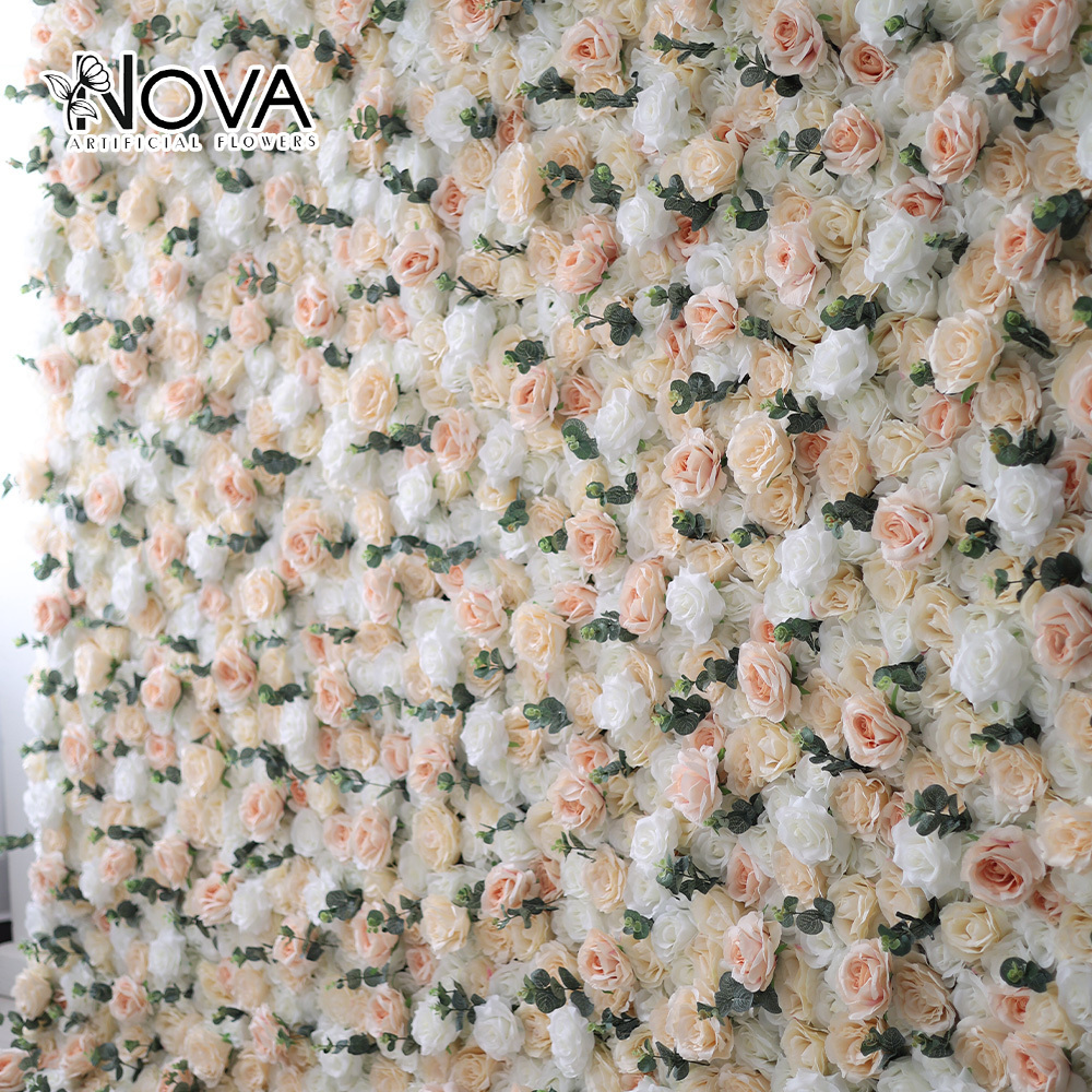 Rolled Flower Silk Flower Cloth Structure Wedding Stage Backdrop Artificial dried flowers Wall for Salon Wall Decoration