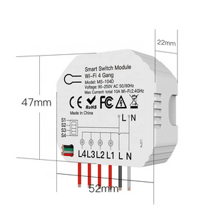 Hidden WiFi RF433 Smart Light Switch Mini Module 1 2 3 4 gang