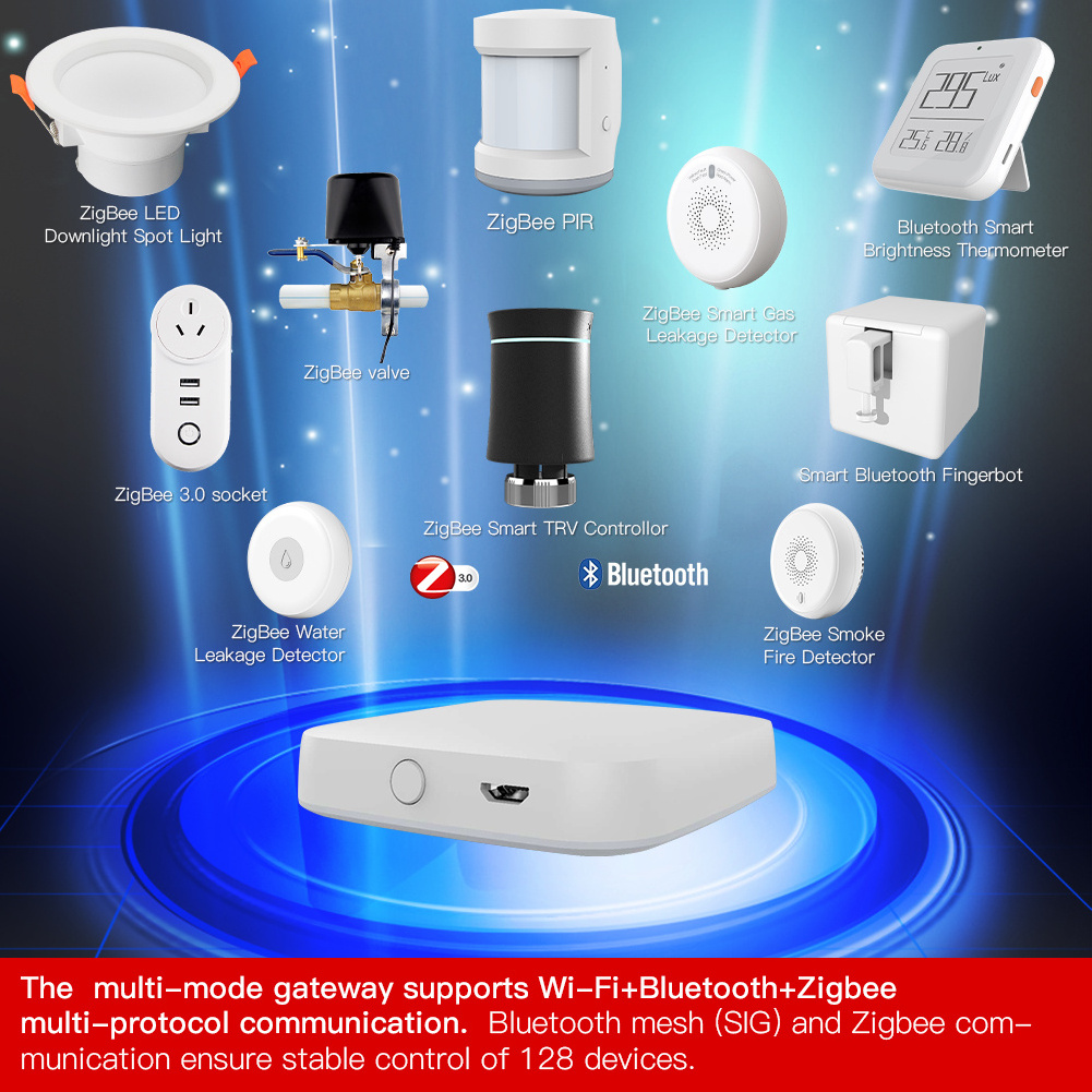 MOES Zigbee Hub Wireless Zigbee+Blue tooth Mesh Multi-mode Gateway Tuya Smartlife home automation, Zigbee 3.0 devices