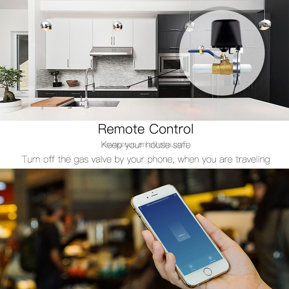 WiFi Smart Water Valve Gas Valve for Wireless Remote Control on iOS/Android phone Smartlife APP, Works with Alexa Acho