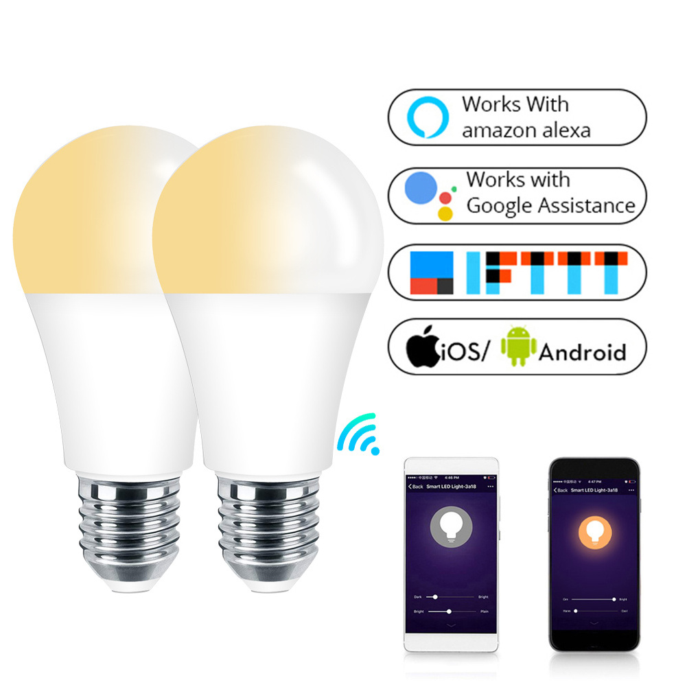 Tuya Google Home Alexa Wifi Smart LED Light Bulb Dimmable Lamp 7W 9W,RGB C W AC 90 Wearable Devices E27 Voice /cell Phone 95 <80