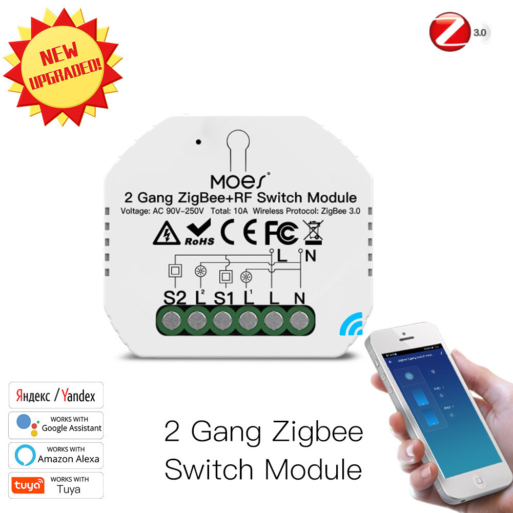 Mini DIY Zigbee 3.0 Z wave Smart Light Switch 2 Gang 1/2 Way Module Smart Life/Tuya Wireless Remote Control Support Amazon Alexa